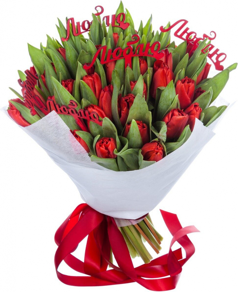 Букет из красных тюльпанов Букет «Люблю»